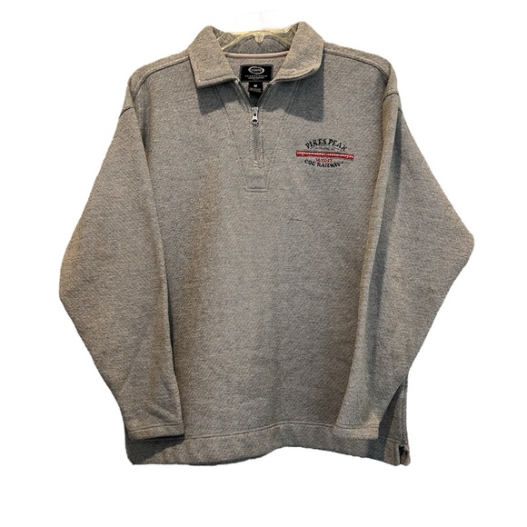 Ouray Colorado Gray Quarter Zip Pullover Sweatshirt Pikes Peak Cog Railway M - Picture 1 of 8